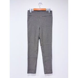 Brown Plaid Stretch Pull On Skinny Pants Preppy Tailored Office Work Size 9